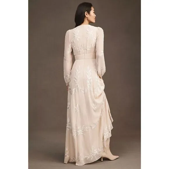 New Anthropologie BHLDN Belize Embroidered A-Line Long-Sleeve V